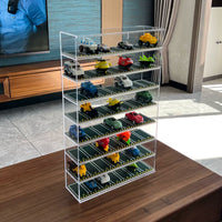 Acrylic Toy Car Display Case with Parking Slot Base for Model Cars