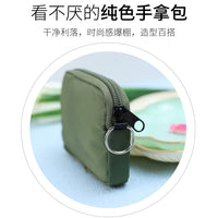 Waterproof Nylon Mini Coin Purse with Keychain Hook, Portable Two-Layer ID Card Holder & Wallet