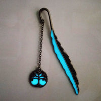 Luminous Feather Bookmark with Dragonfly, Moon, Sun, Stars, and Tree of Life Designs