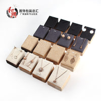 Wooden Pendant Display Stand for Necklaces and Earrings, Jewelry Organizer with Linen/Velvet Pad
