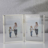 Minimalist Double-Sided Transparent Photo Frame, Foldable Acrylic Metal Glass Desktop Display