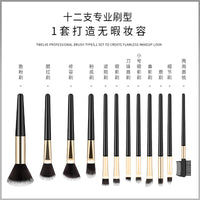 12-Piece Makeup Brush Set with Storage Holder for Beginners