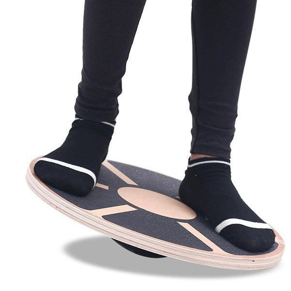 Non-Slip Round Wooden Balance Board for Ankle Rehabilitation, Leg Shaping, and Waist Slimming Fitness Training