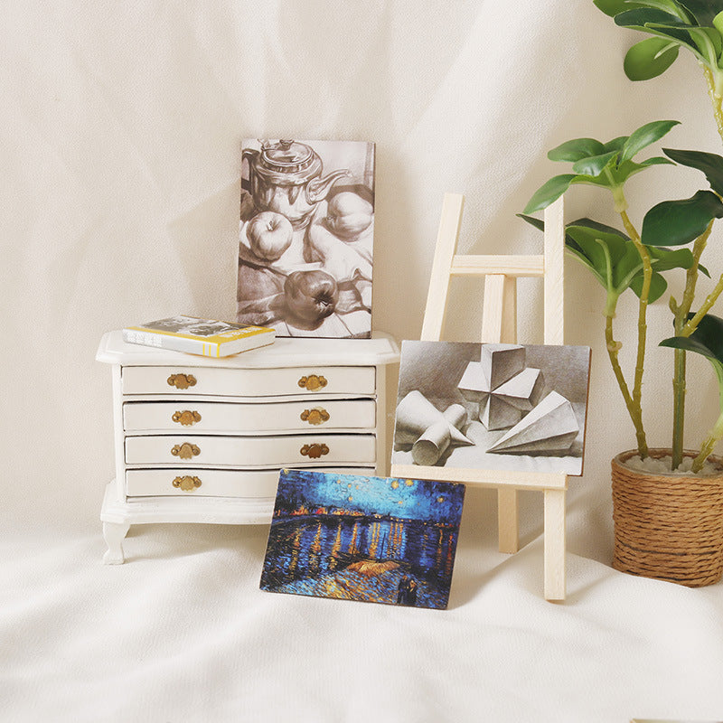 Miniature Dollhouse Art Easel Sketch Model 1:12 Scale for OB11 Dolls