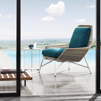 Outdoor Wicker Rattan Rope Weave Patio Bistro Set with Coffee Table and Single Sofa Chairs