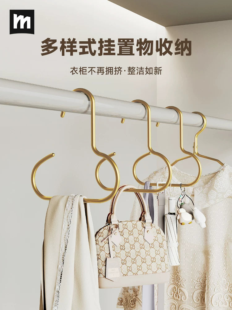 Multifunctional Aluminum Alloy Hanger Hooks for Bags, Hats, Scarves, and Ties - 2 Pack