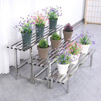 Stainless Steel Tiered Plant Stand for Balcony & Outdoor Use