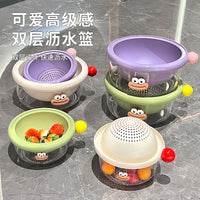Double-Layer Draining Basket for Fruits and Vegetables, Thickened Washing Bowl Set