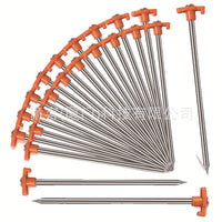 20-Piece Orange Camping Tent Stakes Heavy Duty Metal Ground Pegs for Outdoor Garden