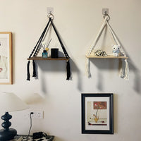 Bohemian Macrame Plant Hanger Shelf with Tassels for Wall Decor