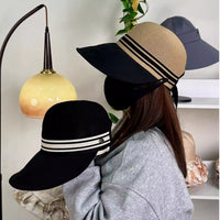 Women's Breathable Hollow Out Sun Hat with Wide Brim and Ponytail Hole
