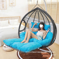 Indoor Outdoor Wicker Hanging Basket Chair with Stand, Rattan Swing Hammock for Patio Balcony Garden