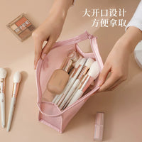 Transparent Mesh Double-Layer Cosmetic Bag with Handle, Large Capacity Travel Toiletry Organizer