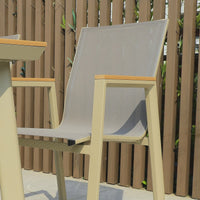 Outdoor Wood-Plastic Composite Table and Chair Set for Villa Garden, Aluminum Alloy Dining Table and Chairs, Nordic Style Outdoor Leisure Furniture