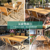 Outdoor Patio Dining Set Weather-Resistant Plastic Wood Table and Bench for Garden Balcony Cafe