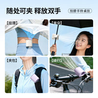 Portable USB Rechargeable Cooling Fan with Ice Compress Function, Clip-on, Waist/Neck Hanging for Outdoor Use