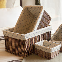 Handwoven Wicker Storage Basket with Lid for Home Organization