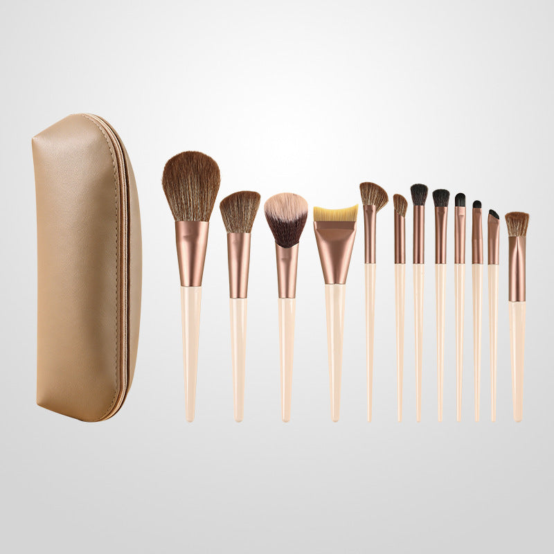 12-Piece Mocha Professional Makeup Brush Set for Eyeshadow, Concealer, Blush, Contour