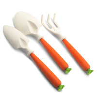 Kids Garden Tool Set with Carrot and Corn Themed Shovel, Rake, and Trowel