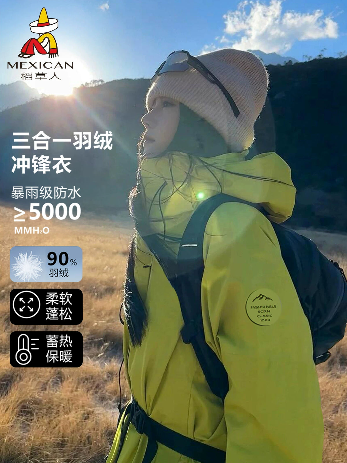 Straw Man 3-in-1 Detachable Waterproof Windproof Jacket for Men and Women