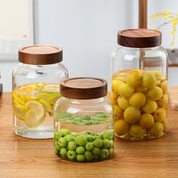 High Borosilicate Glass Storage Jar with Screw Lid for Grains, Pickles, and Fermentation