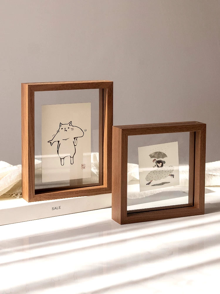 Double-Sided Transparent Photo Frame for Desk Display, DIY Pressed Flower Specimen, Instant Photo Holder