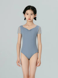 Girls' Short Sleeve Ballet Leotard with Shorts & Non-Slip Socks for Dance Practice & Performance