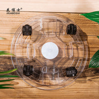 Clear Round Resin Plant Pot Mover with Wheels and Water Reservoir