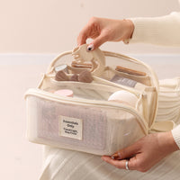 Women's Portable Large Opening Mesh Breathable Travel Cosmetic Bag