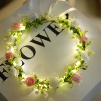 Forest Style Headwear Fairy Princess Flower Garland Headband with Ribbons Girls Hairpin 2025 New Daily Forest Series