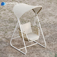 Nordic Outdoor Rope Woven Rocking Chair Villa Balcony Sunroom Garden Furniture Combination Swing Basket
