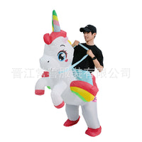 Inflatable Rainbow Unicorn Rider Costume for Halloween & Parties