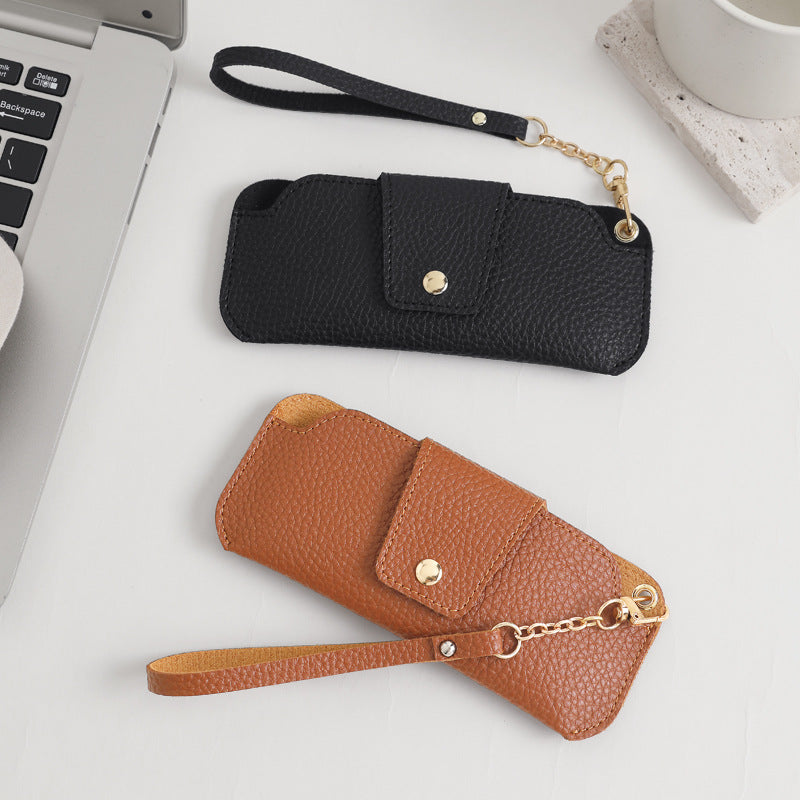 Creative Neck-Mounted Glasses Pouch Portable Leather Sunglasses Case