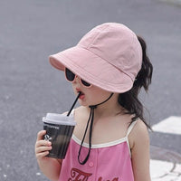 Kids' Sun Protection Hat with Wide Brim for Girls, Quick-Dry Outdoor Baseball Cap