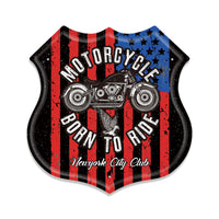 Motorcycle Irregular Tin Sign Wall Decor Shield Metal Plaque