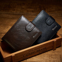 Men's Genuine Leather Bifold Wallet, Slim Business Card Holder with Coin Pocket