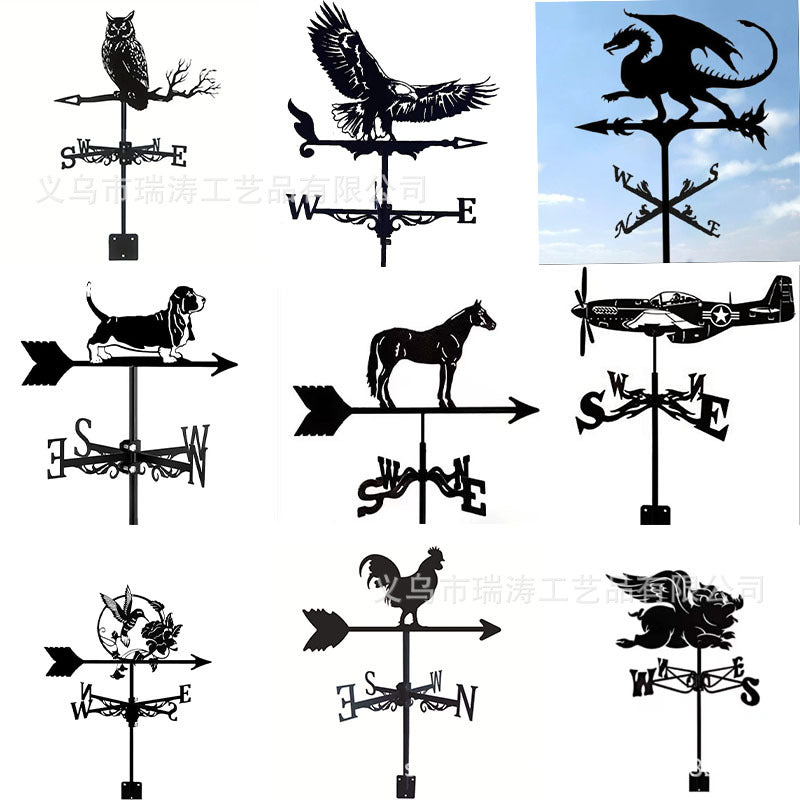 Weather Vane Rooftop Garden Indicator Wind Direction Decor Silhouette Iron Art Craft