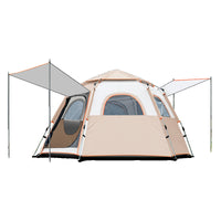 Automatic Pop-Up Hexagonal Camping Tent for Outdoor Beach Use, Portable and Foldable, Waterproof and Sunscreen