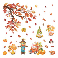 Thanksgiving Fall Cartoon Scarecrow Window Clings Maple Leaf Pumpkin Glass Decals