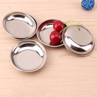Stainless Steel Mini Round Sauce Dish Flat Bottom Dipping Plate Seasoning Tray