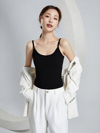 Women's Thermal Fleece Camisole with Built-in Bra Pads, Seamless Sleeveless Base Layer Tank Top