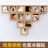 Magnetic Photo Frame for Refrigerator, Creative Wood Grain Picture Display