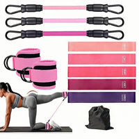 Resistance Band Set with Ankle Straps and Door Anchor for Home Fitness