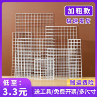 White Grid Panel Wall Display Rack for Photos and Shelves