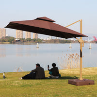 Outdoor Patio Cantilever Umbrella with Base, Aluminum Alloy Sunshade for Garden & Commercial Use