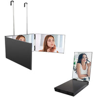 Portable Tri-Fold Mirror with Stand for Self-Haircut & Makeup, USB Rechargeable or Non-Lit Options