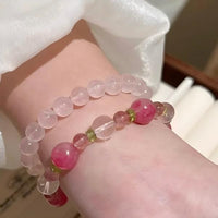 Rose Quartz and White Crystal Bracelet for Love and Luck
