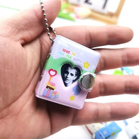 Mini Photo Album Keychain for ID Photos & Collectibles, Heart/Plain Cover
