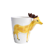 3D Animal Handle Ceramic Coffee Mug, Novelty Zebra Deer Elephant Gorilla Gift Cup