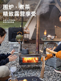 Outdoor Camping Tent Glass Stove Portable Stainless Steel Wood Burning Heater with High Temperature Resistance